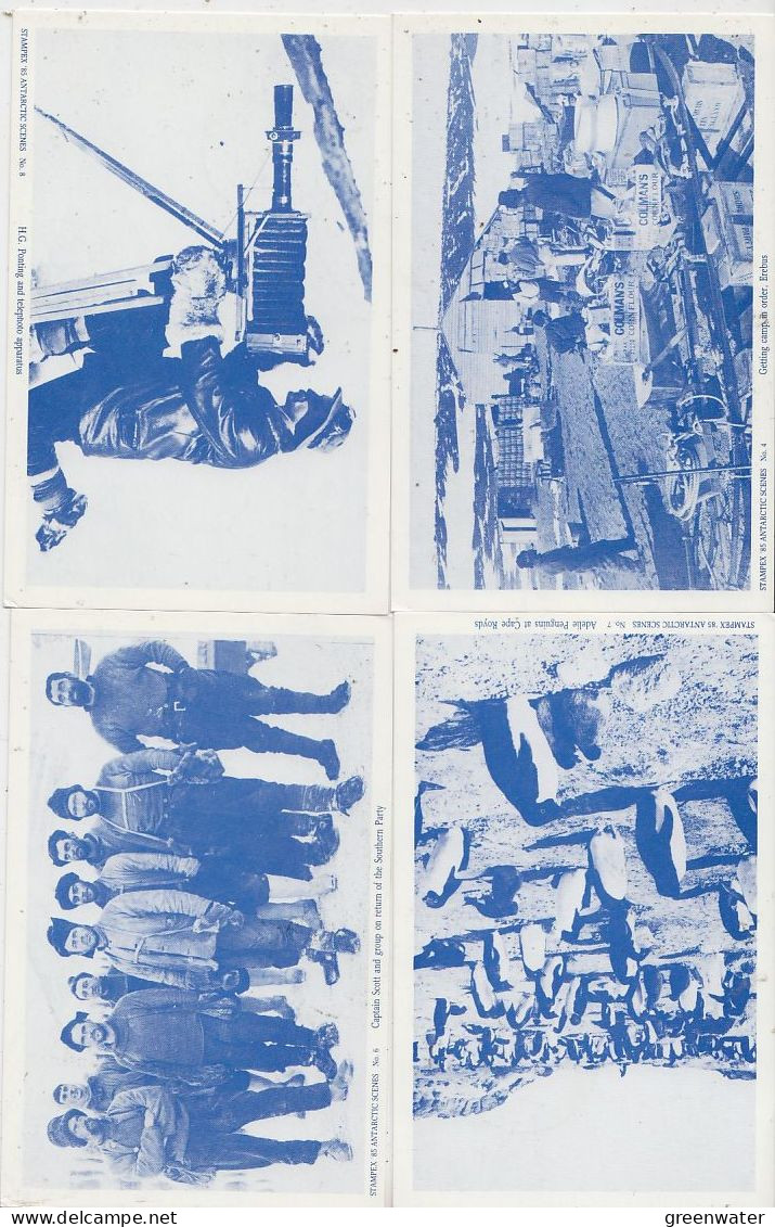 Ross Dependency Antarctic Scenes (Ponting) 8 Postcards All Used Scott Base 26 FE 1986 (59747) - Cartas & Documentos
