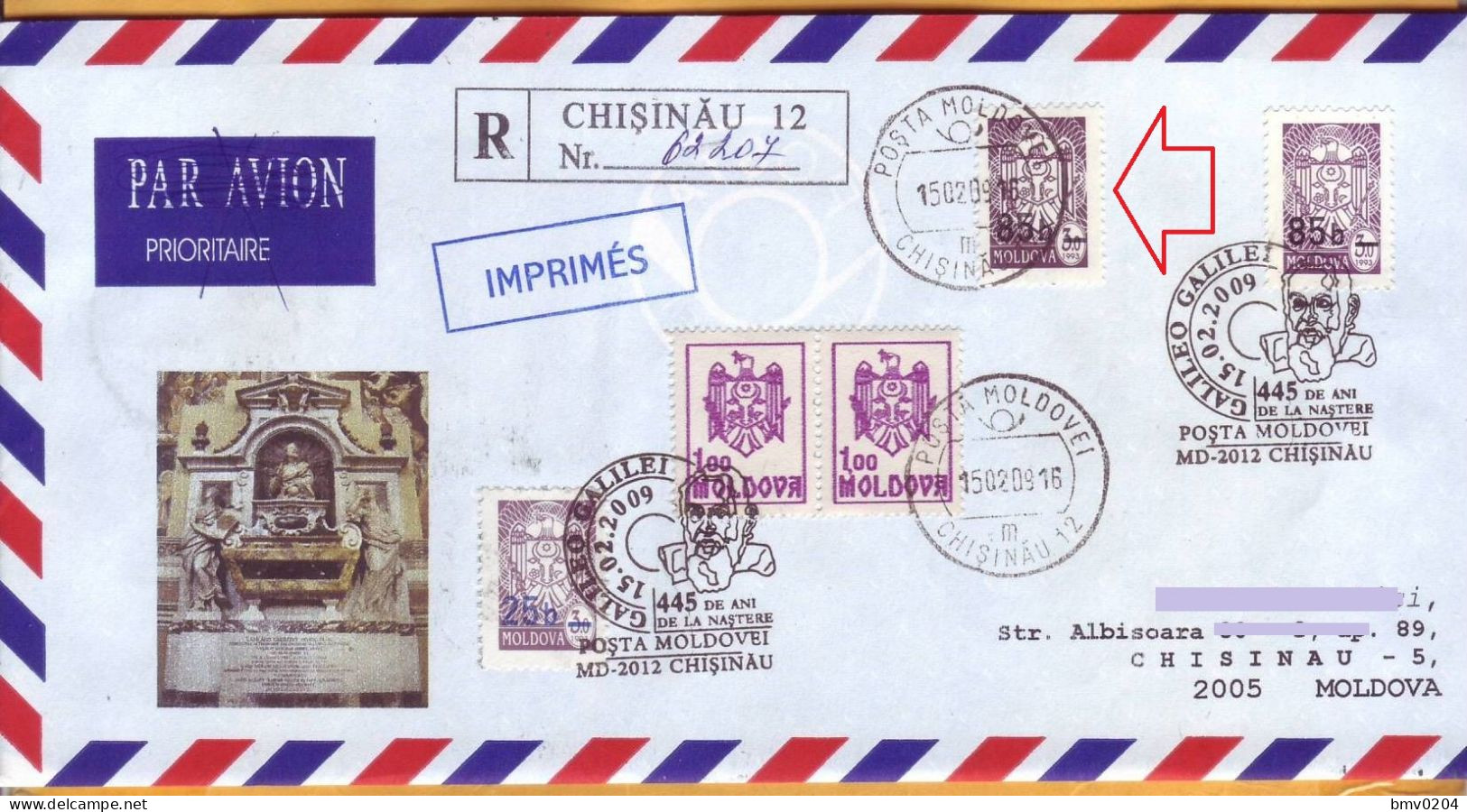 2009 Moldova  Special Postmark "445 Years Since The Birth Of Galileo Galilei"  Overprint 0,85 Mi68w-585а - Moldavie