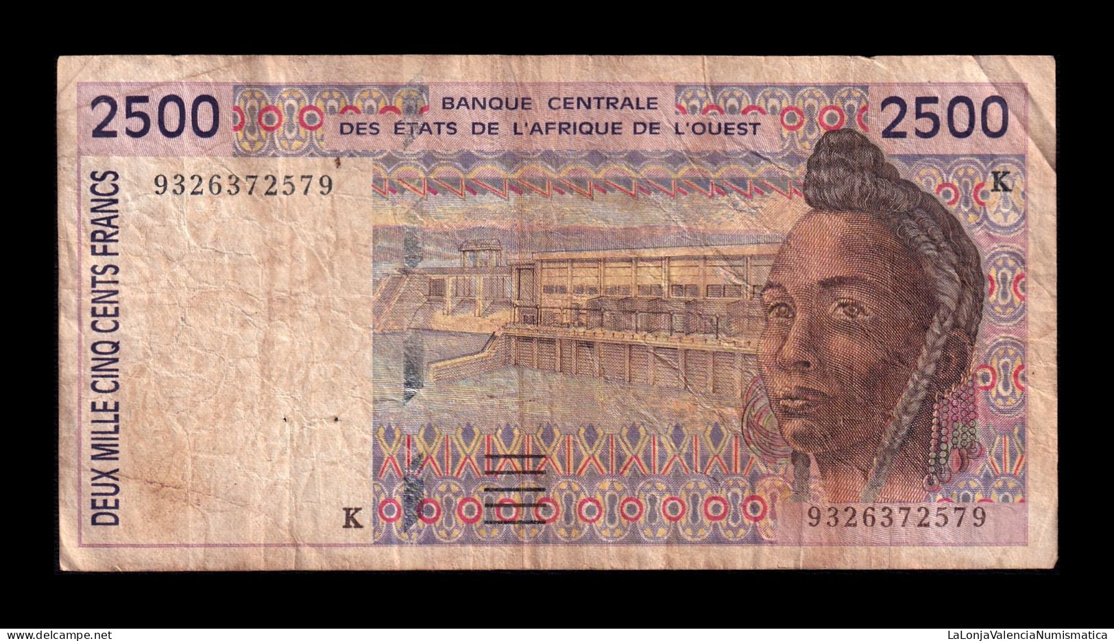West African St. Senegal 2500 Francs BCEAO 1993 Pick 712Kb Bc F - West African States