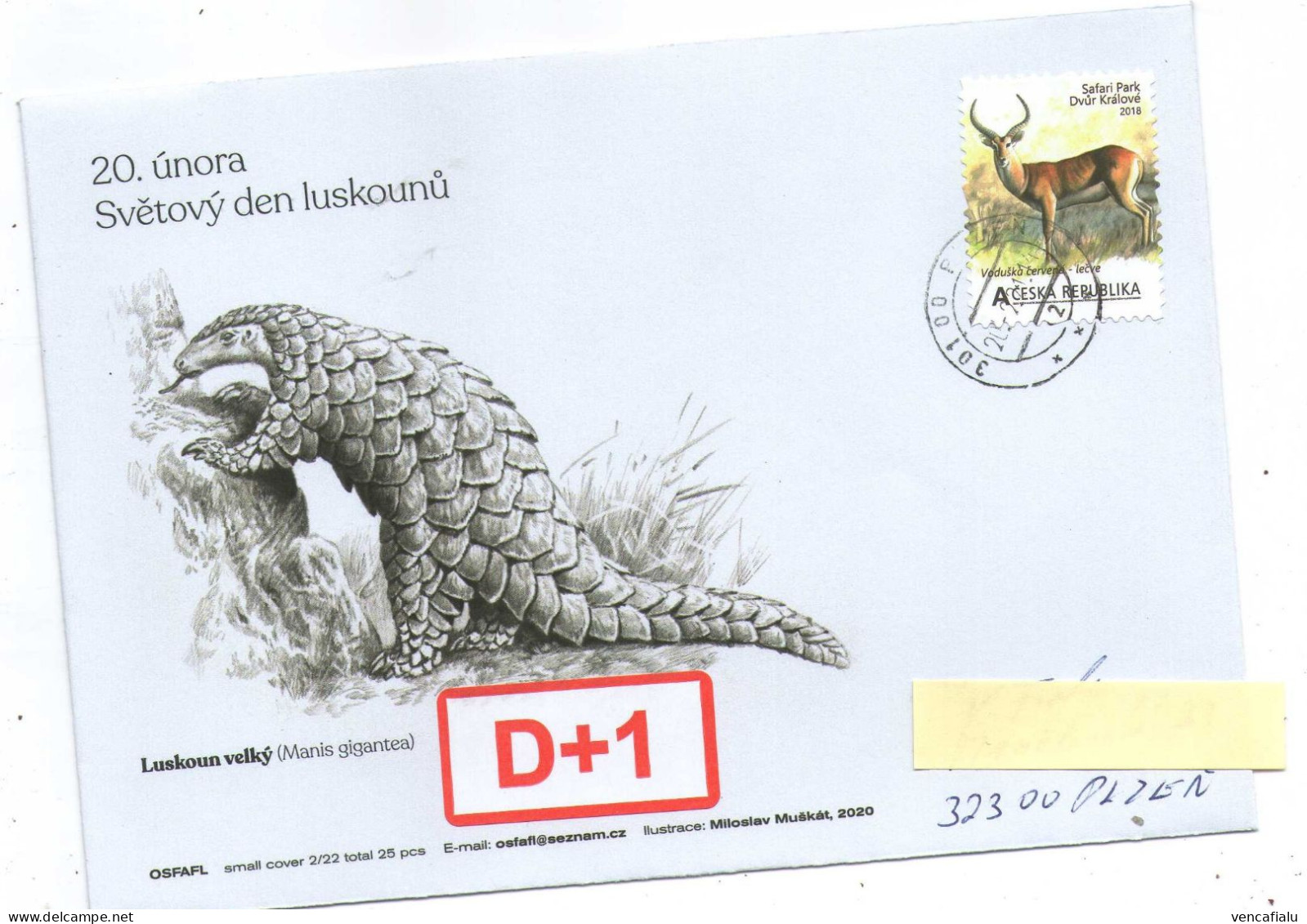 Czech Republic - Pangolin World Day, Special Cover, Personalised Stamp, Postage Used - Andere & Zonder Classificatie