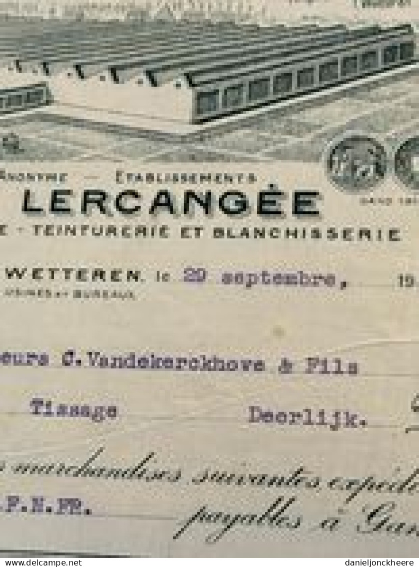 Factuur Wetteren Oscar Lecrangee 1933 Filature Retorderie Blanchisserie - 1900 – 1949