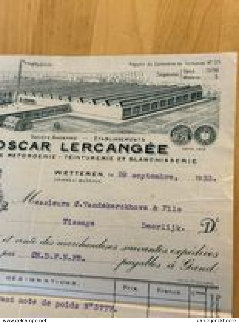 Factuur Wetteren Oscar Lecrangee 1933 Filature Retorderie Blanchisserie - 1900 – 1949