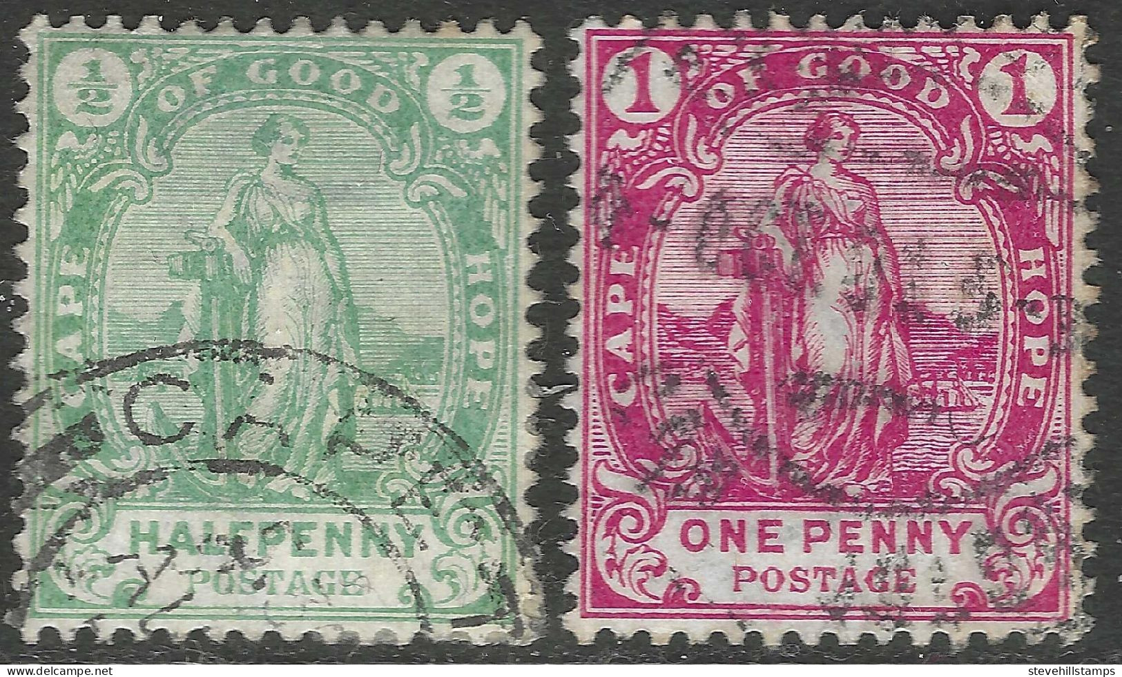 Cape Of Good Hope (CoGH). 1893-1902 Hope. ½d, 1d Used SG 58, 59a. M5024 - Kap Der Guten Hoffnung (1853-1904)