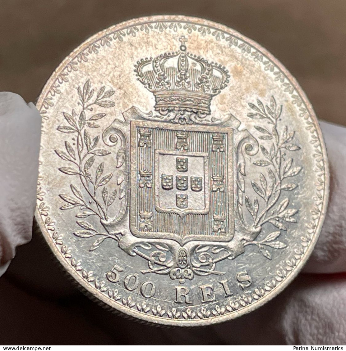 Portugal King Carlos 500 Reis Silver 1898 Proof Like Gem Uncirculated - Portugal