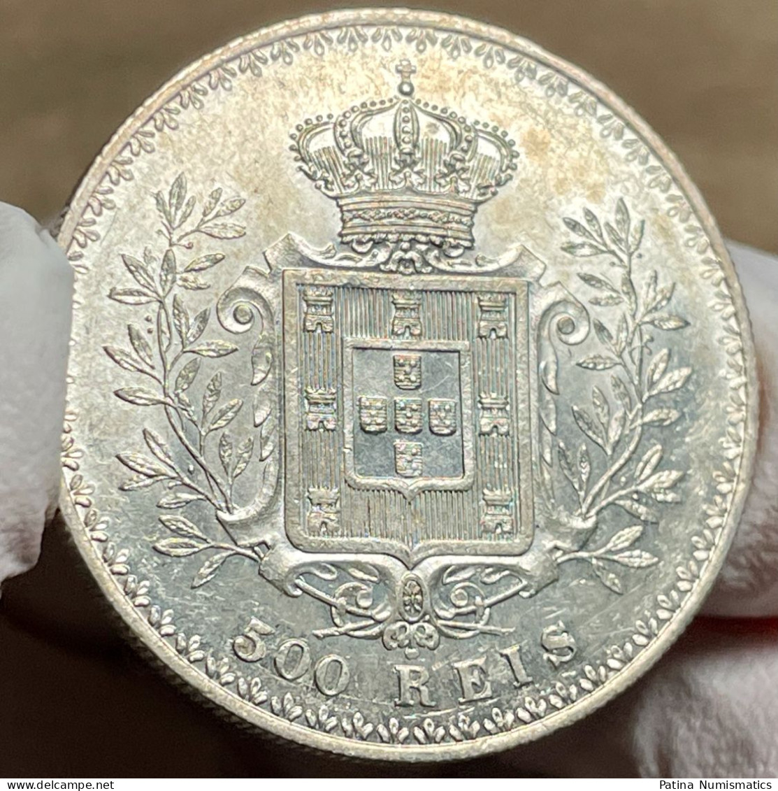 Portugal King Carlos 500 Reis Silver 1898 Proof Like Gem Uncirculated - Portugal