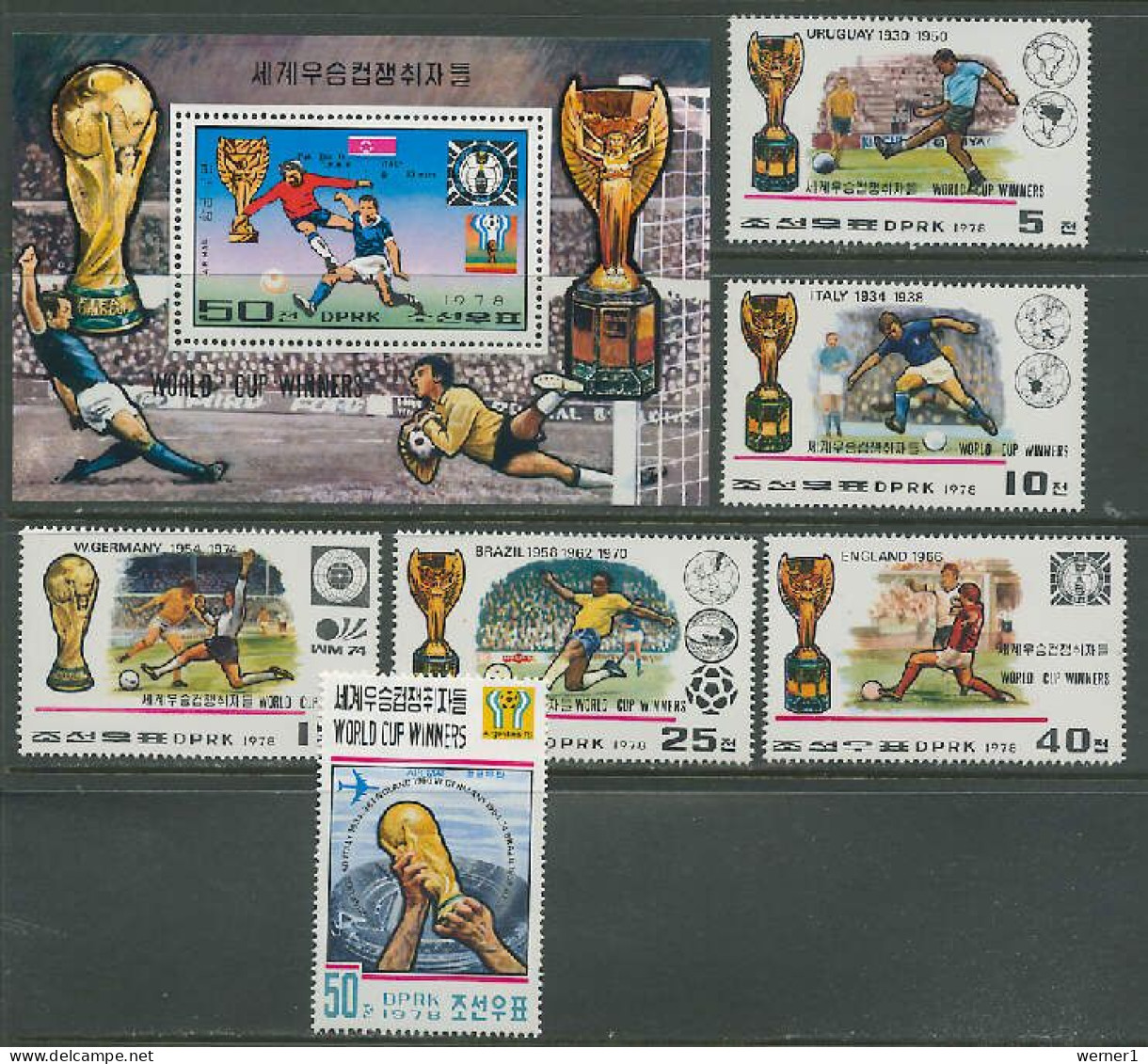 North Korea 1978 Football Soccer World Cup Set Of 6 + S/s MNH - 1978 – Argentine