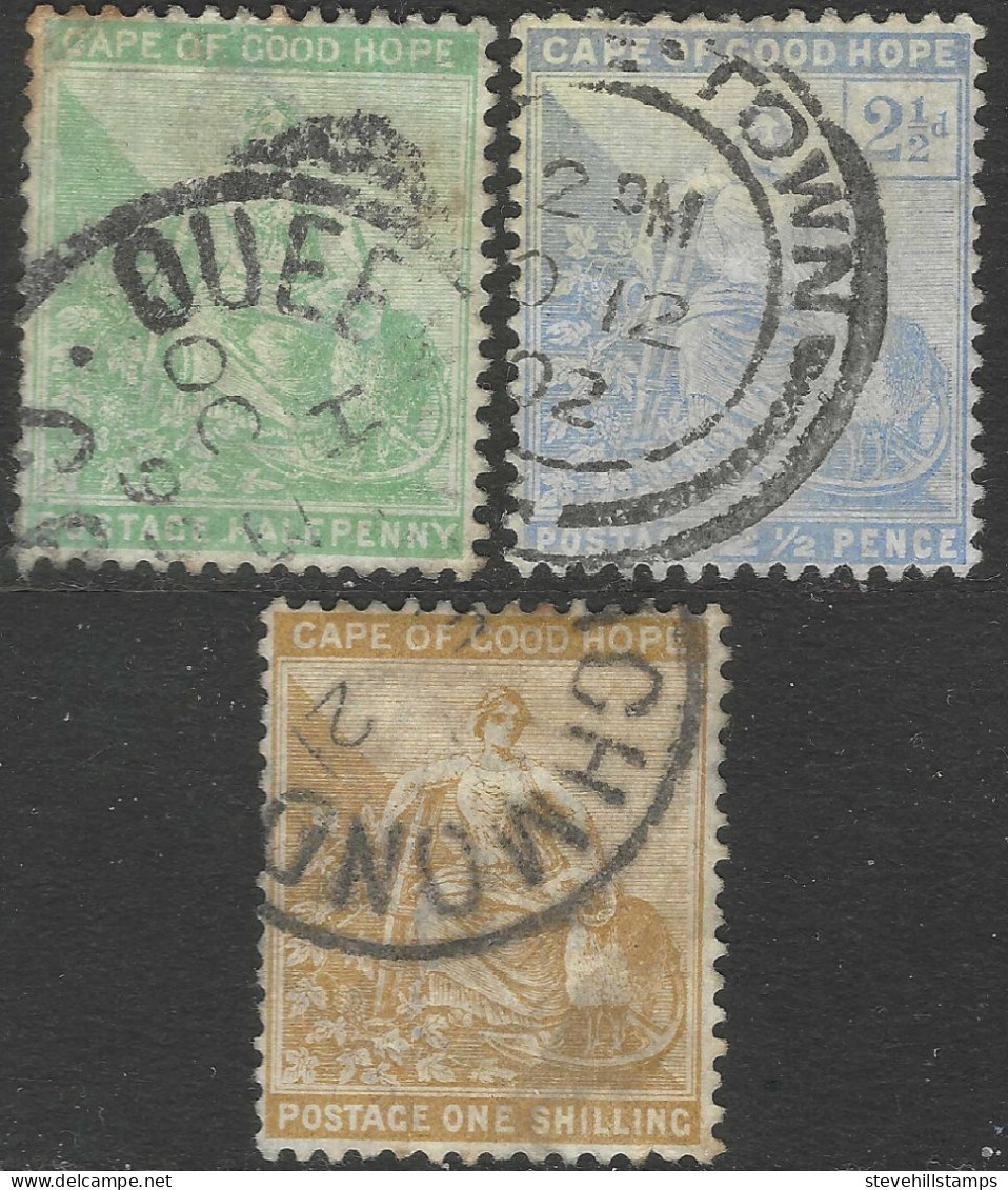 Cape Of Good Hope (CoGH). 1893-98 Hope. New Colours. 3 Used Values To 1/- SG 61etc. M5026 - Cape Of Good Hope (1853-1904)