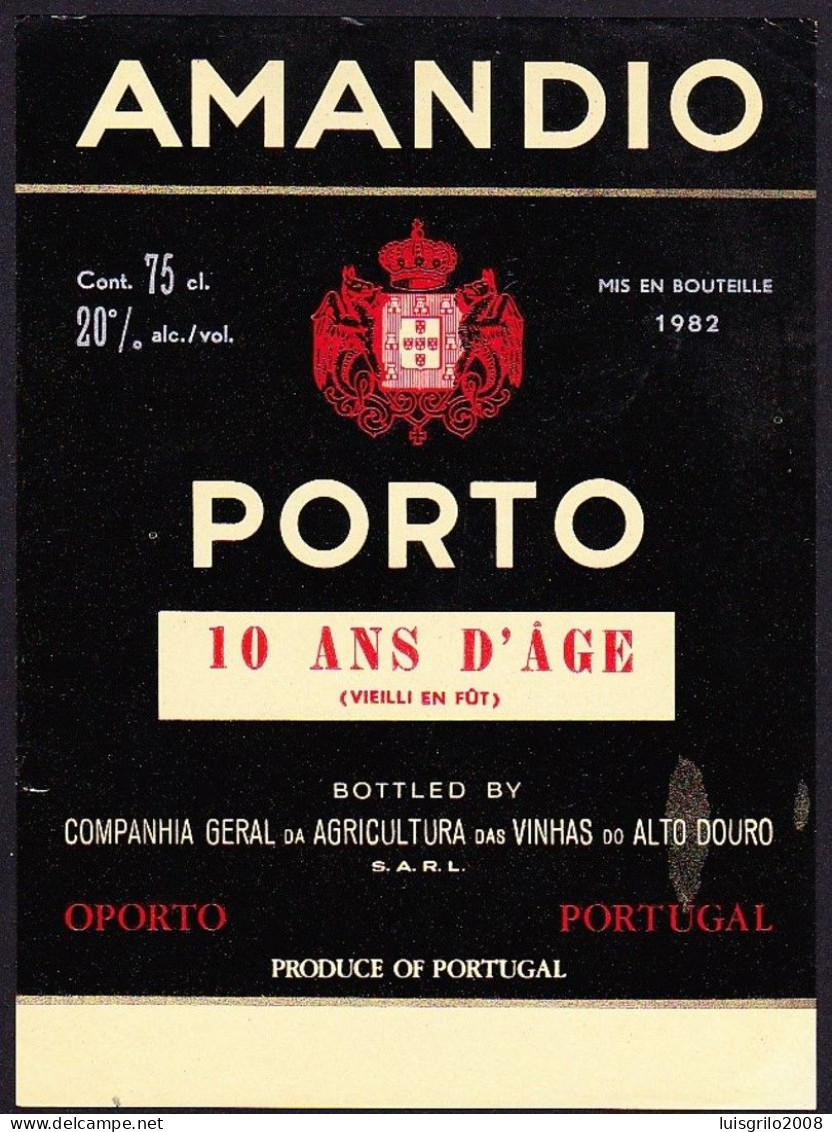 Port Wine Label, Portugal - AMANDIO PORTO -|- Compª Vinhas Alto Douro. Vila Nova Gaia - Altri & Non Classificati