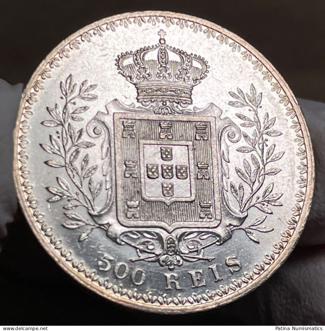 Portugal 500 Reis Silver 1899 Deep Mirror Proof Like Choice UNC VERY RARE