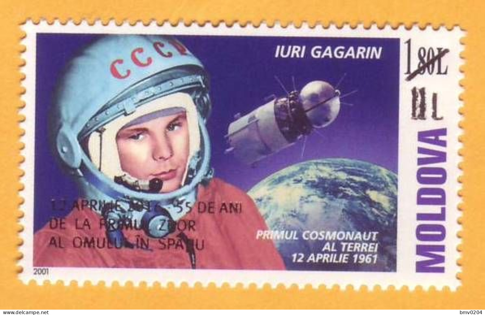 2016  Moldova Moldavie Moldau  Oficial  55 Years  Gagarin  Overprint New Par 11 Lei . Space 1v Mint - Europe
