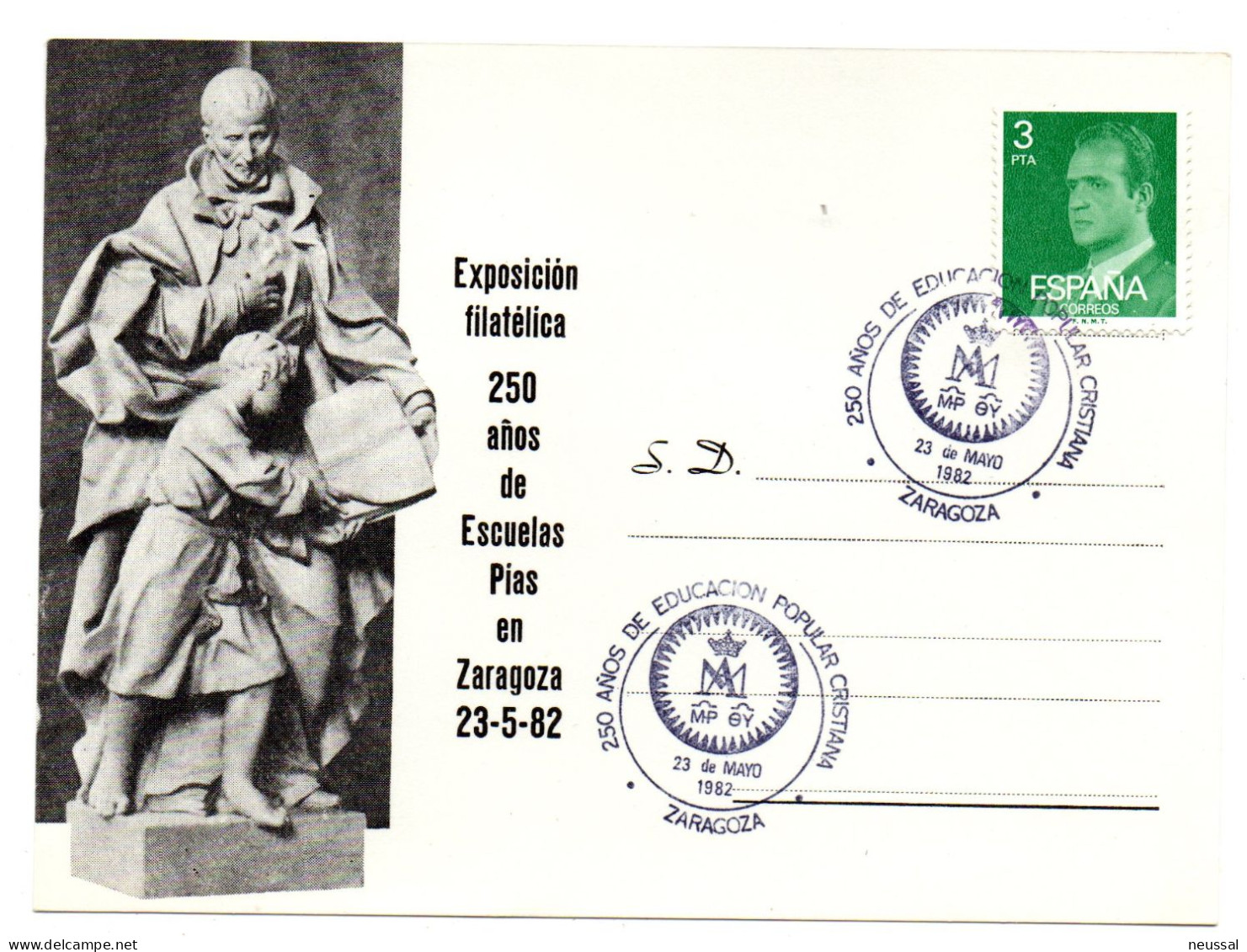 Tarjeta Con Matasellos Commemorativo De  Educacion Cristiana De 1982 - Cartas & Documentos