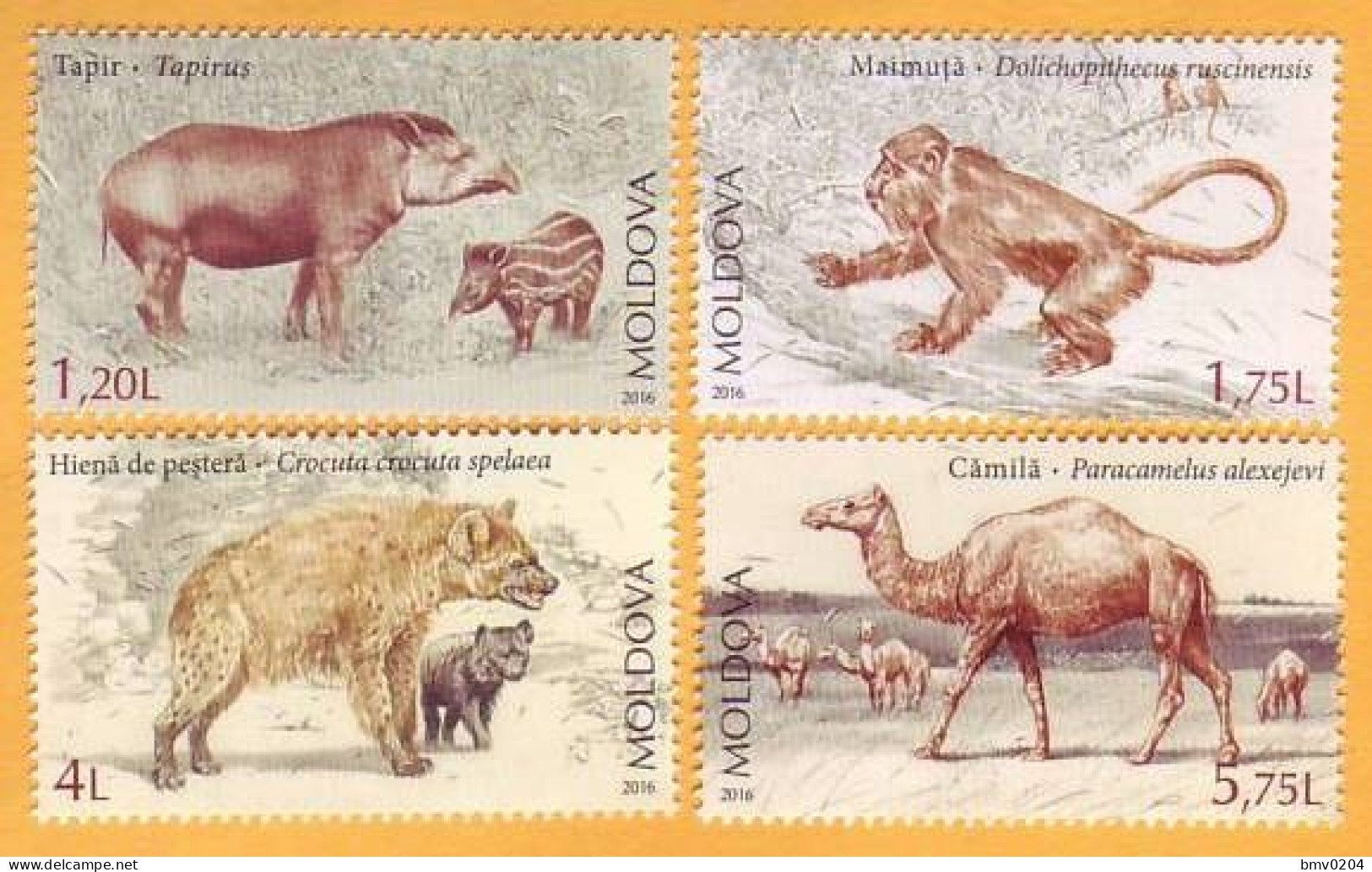 2016  Moldova Moldavie Moldau  Extinct Animals. Mint Prehistoric Animals. Fauna  Set 4v Mint - Moldavie