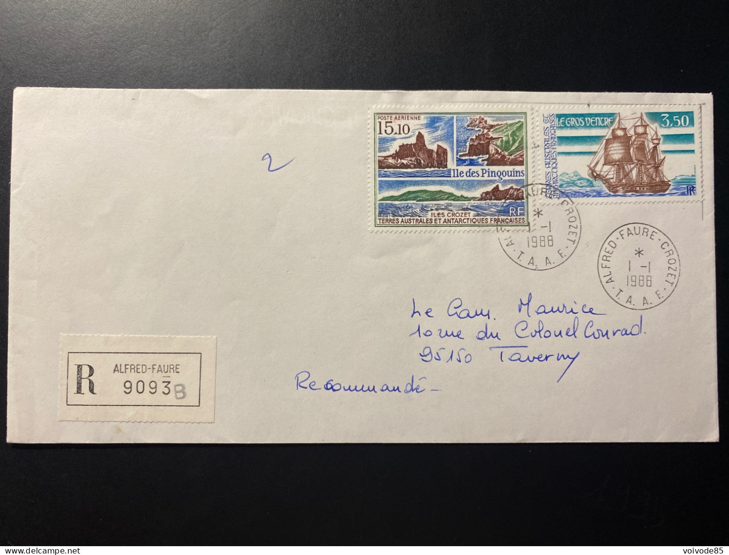 Lettre "TAAF" - 01/01/1988 - PA101 - 135 - TAAF - Crozet - Bateaux - Covers & Documents
