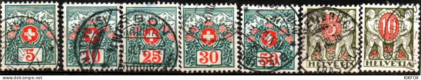 SCHWEIZ, SUISSE 1910 - 1924,  MI  31, 32, 35, 36, 37,  42,43,  LOT PORTOMARKEN, GESTEMPELT, OBLITERE - Strafportzegels