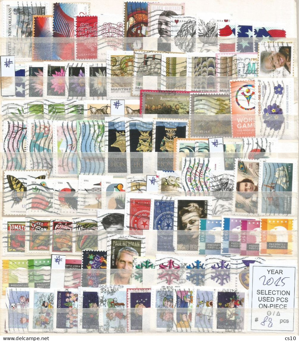 Kiloware Forever USA 2015 Selection Stamps Of The Year In 88 Different Stamps Used ON-PIECE - Collezioni & Lotti
