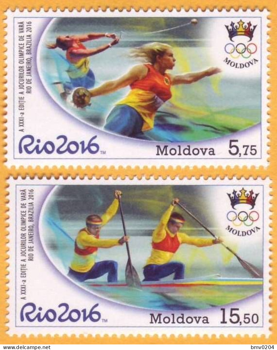 2016  Moldova Moldavie FDC  Summer Olympics. Brazil. Rio De Janeiro 2v Mint - Sommer 2016: Rio De Janeiro