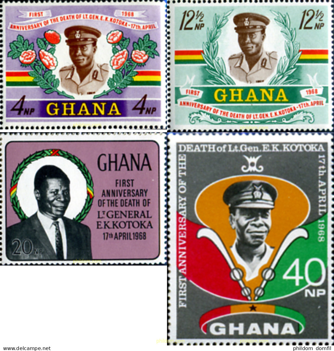 247413 MNH GHANA 1968 ANIVERSARIO DE LA MUERTE DEL GENERAL E.K.KATOKA - Ghana (1957-...)