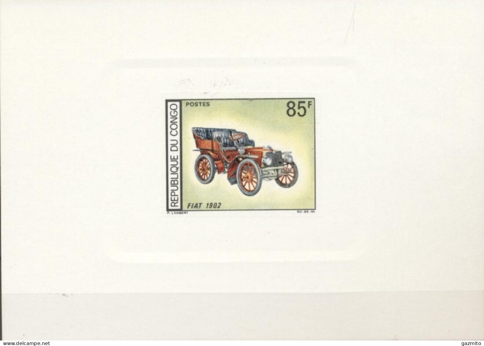 Congo Brazaville 1966, Old Car, FIAT 1902, Block COLOUR PROOFS - Nuovi