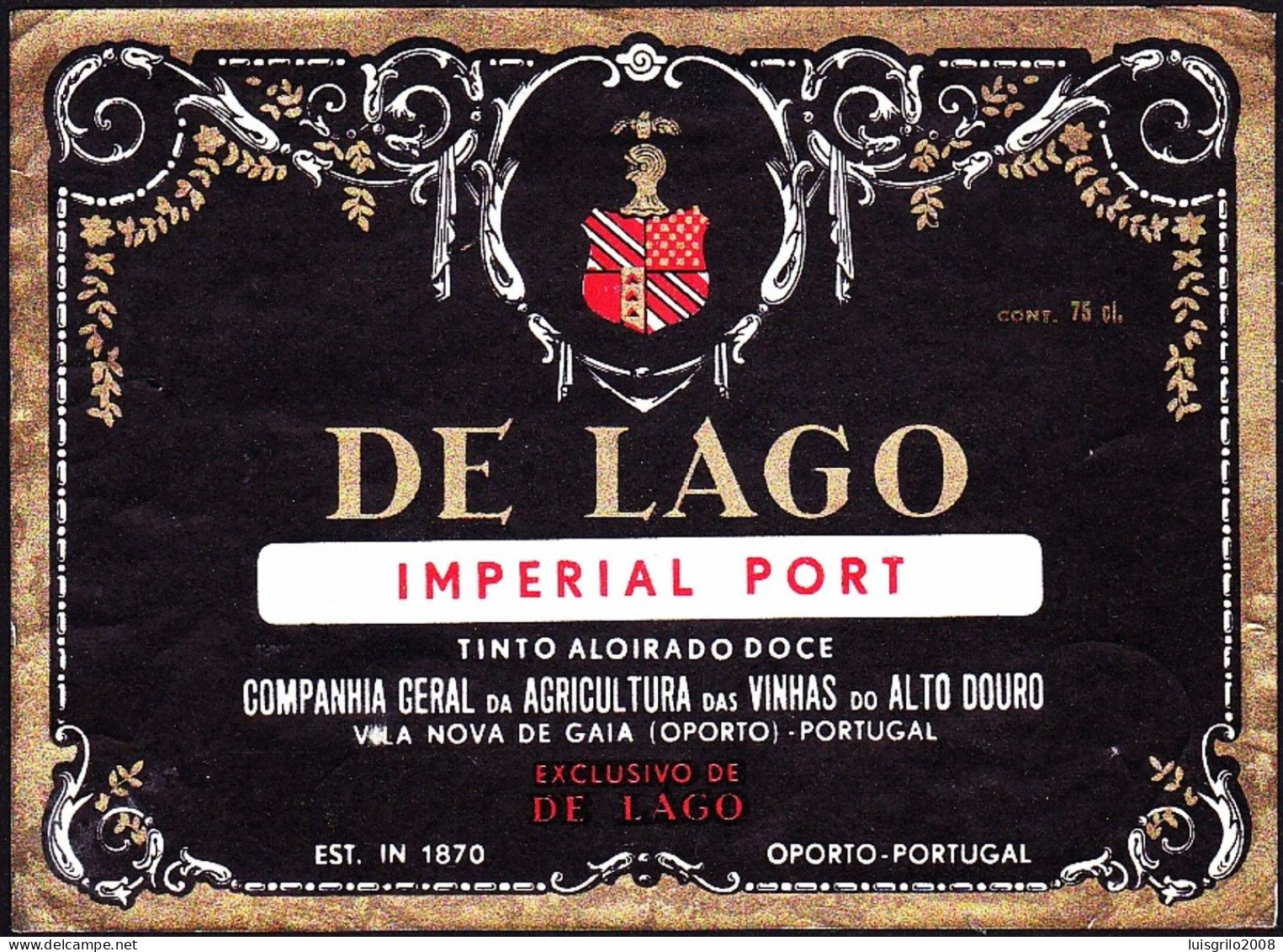 Port Wine Label, Portugal - DE LAGO Imperial Port -|- Compª Vinhas Alto Douro. Vila Nova De Gaia, Oporto - Altri & Non Classificati