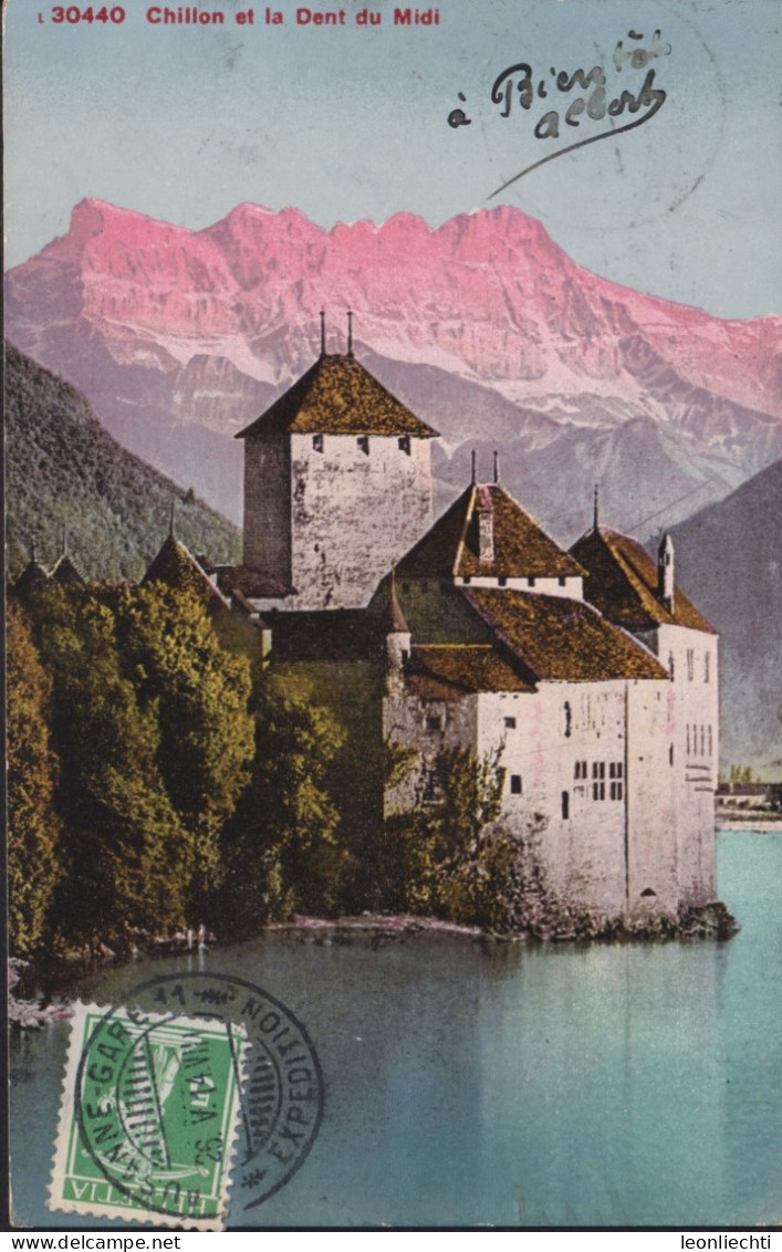 Chillon Et La Dent Du Midi ⵙ LAUSANNE-GARE 11 EXPEDITION 26..V. 1914, Zum:125lll, Mi:113lll,Tell Knabe - Veytaux