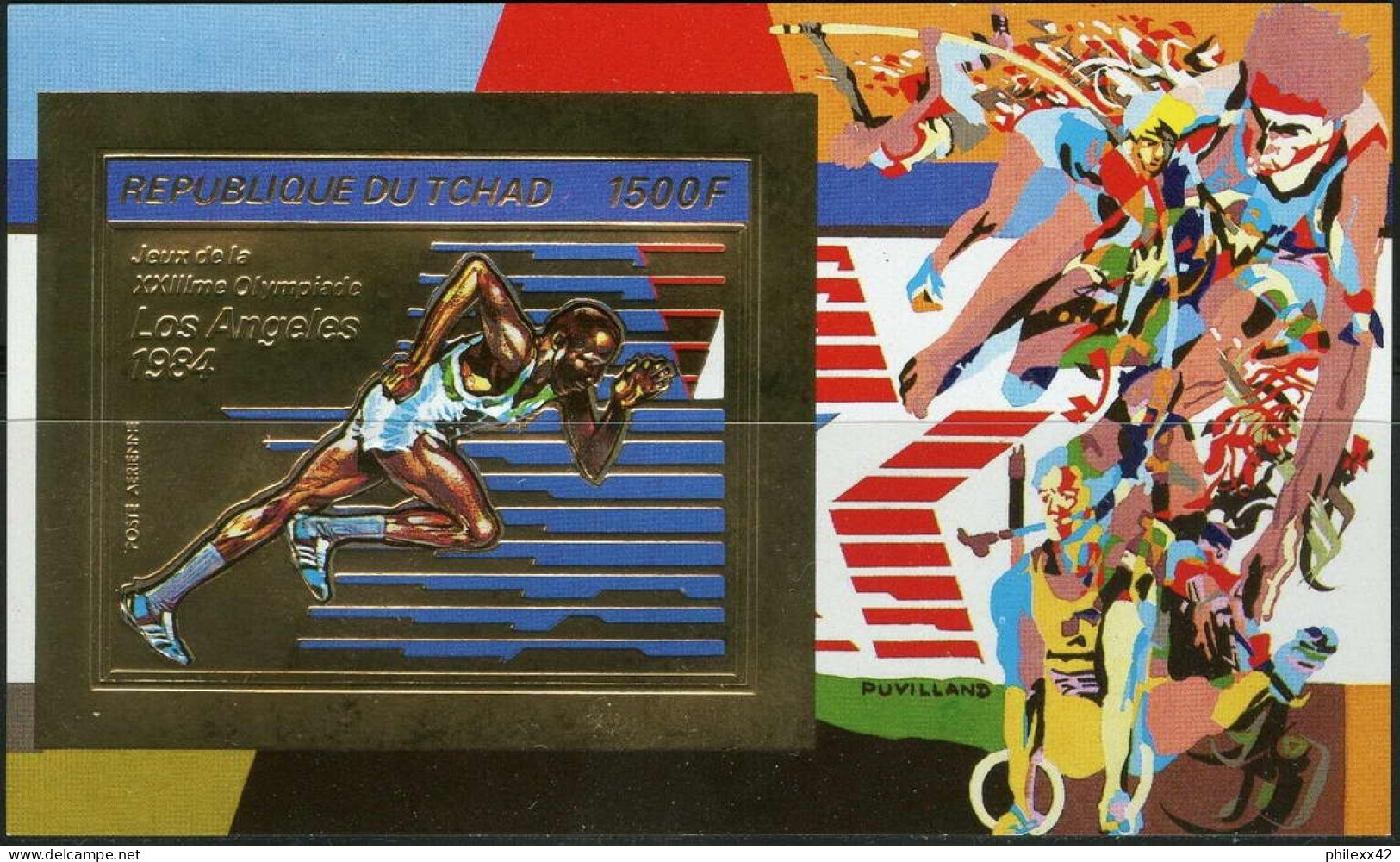 85894b/ N°114 B Los Angeles 1984 Jeux Olympiques Olympic Games Tchad OR Gold ** MNH Non Dentelé Imperf - Tschad (1960-...)