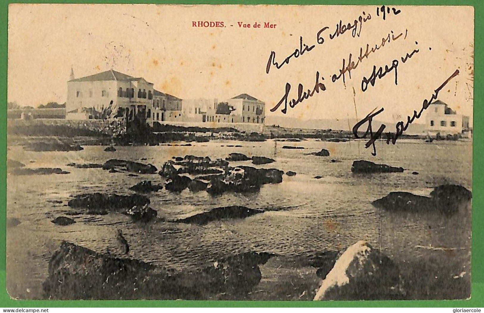 Ad0920 - GREECE - Postal History - Italian MILITARY PAQUEBOT Postmark VALPARAISO On Postcard From RHODES 1912 - Lettres & Documents