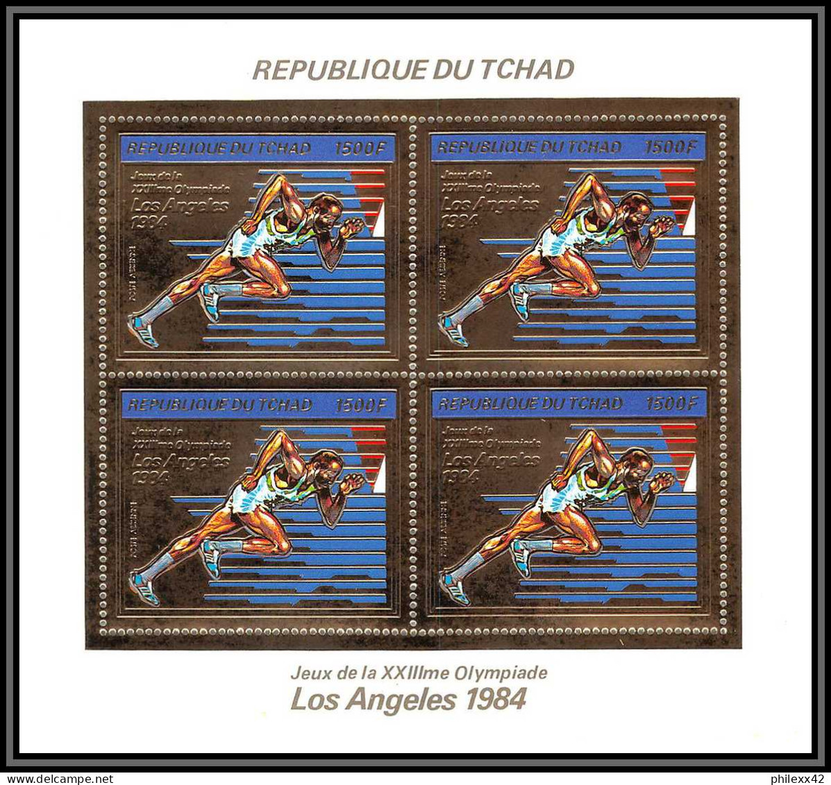 85895/ N°924 A Los Angeles 1984 Jeux Olympiques Olympic Games Tchad OR Gold ** MNH Bloc 4 - Tchad (1960-...)