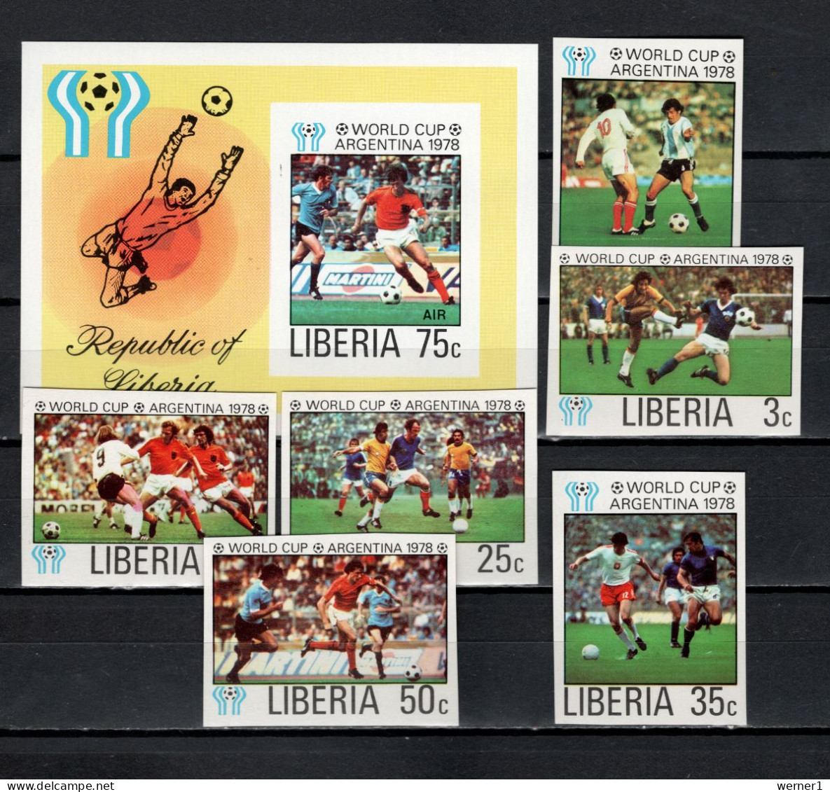 Liberia 1978 Football Soccer World Cup Set Of 6 + S/s Imperf. MNH -scarce- - 1978 – Argentina