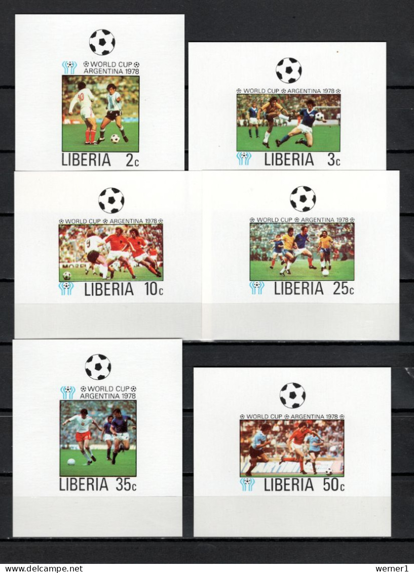 Liberia 1978 Football Soccer World Cup Set Of 6 S/s Imperf. MNH -scarce- - 1978 – Argentine