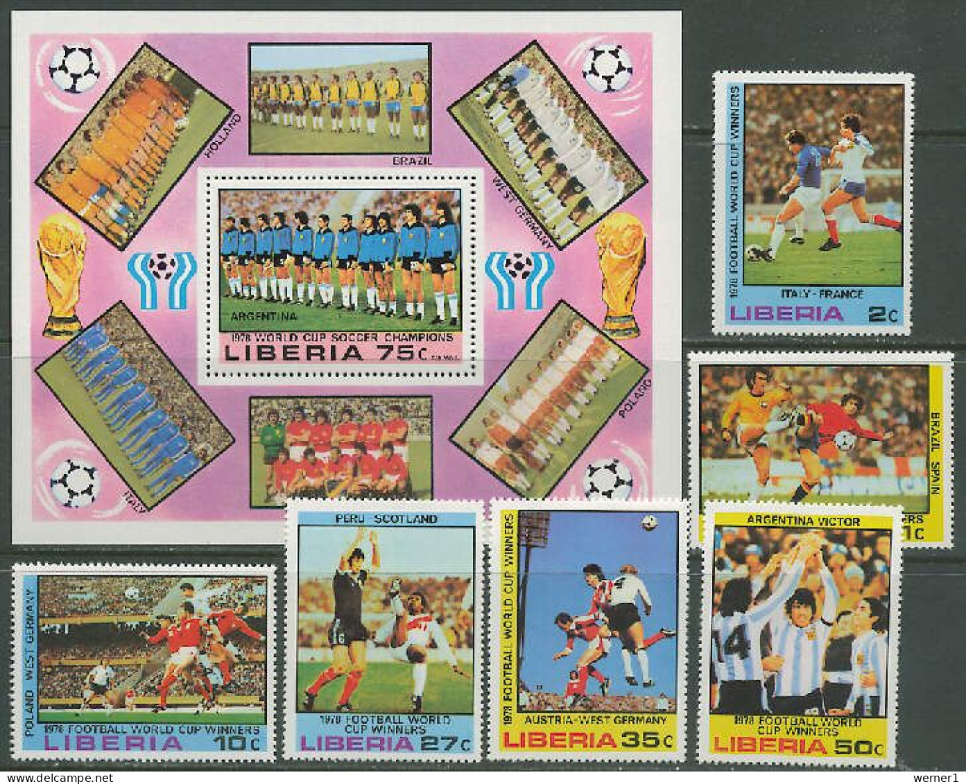 Liberia 1978 Football Soccer World Cup Set Of 6 + S/s MNH - 1978 – Argentina
