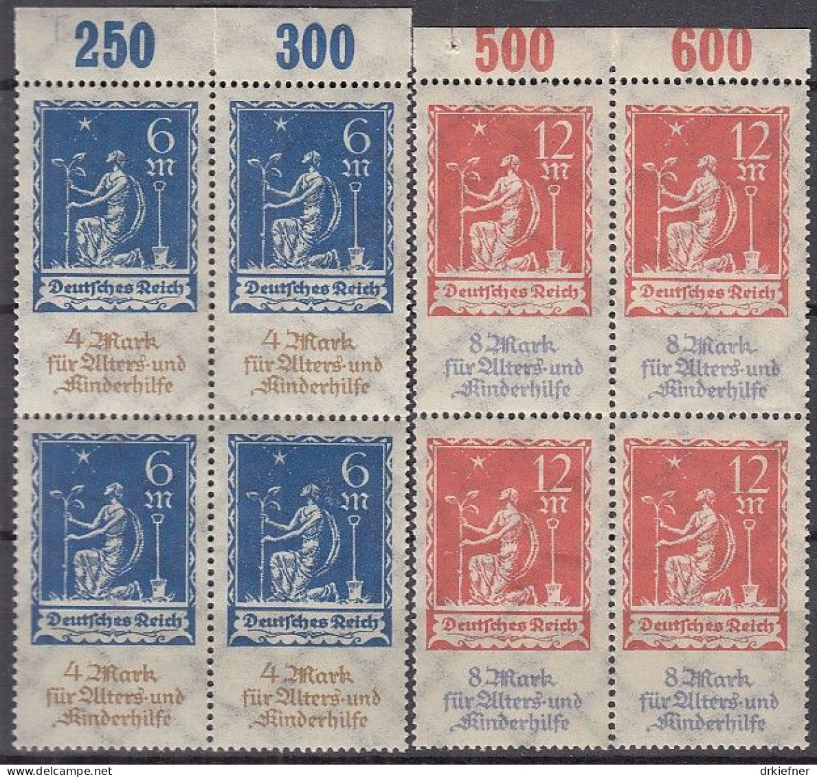 DR  233-234 OR, 4erBlock, Postfrisch **, Alters- Und Kinderhilfe, 1922 - Unused Stamps