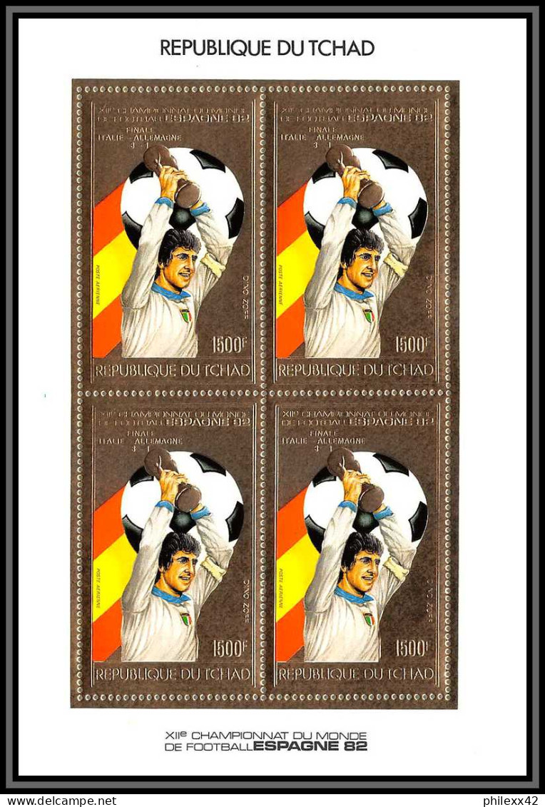 85898a/ N°942 A DINO ZOFF Espana 1982 Football Soccer Coupe Monde Tchad OR Gold Stamps ** MNH Bloc 4 - Tchad (1960-...)