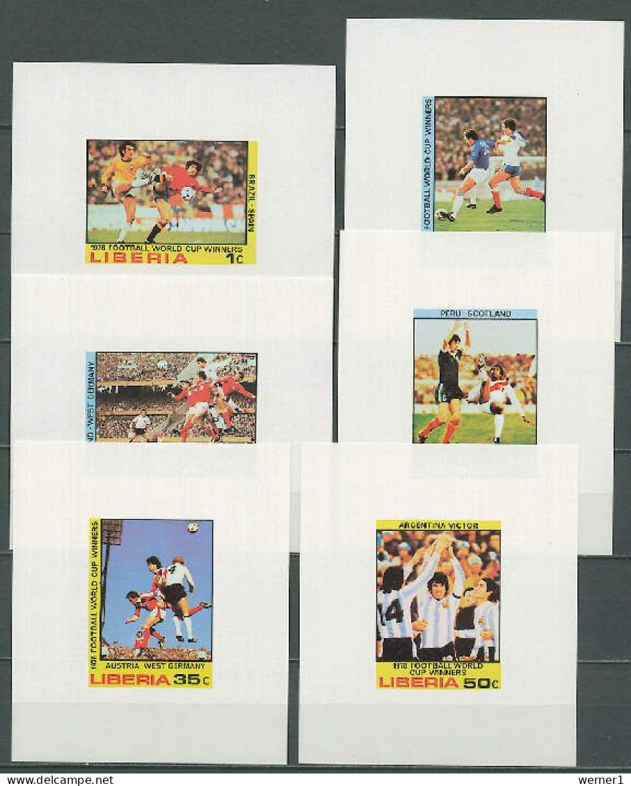 Liberia 1978 Football Soccer World Cup Set Of 6 S/s Imperf. MNH -scarce- - 1978 – Argentina