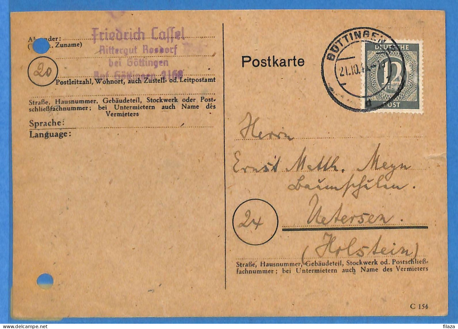 Allemagne Zone AAS 1946 - Carte Postale De Gottingen - G33095 - Altri & Non Classificati