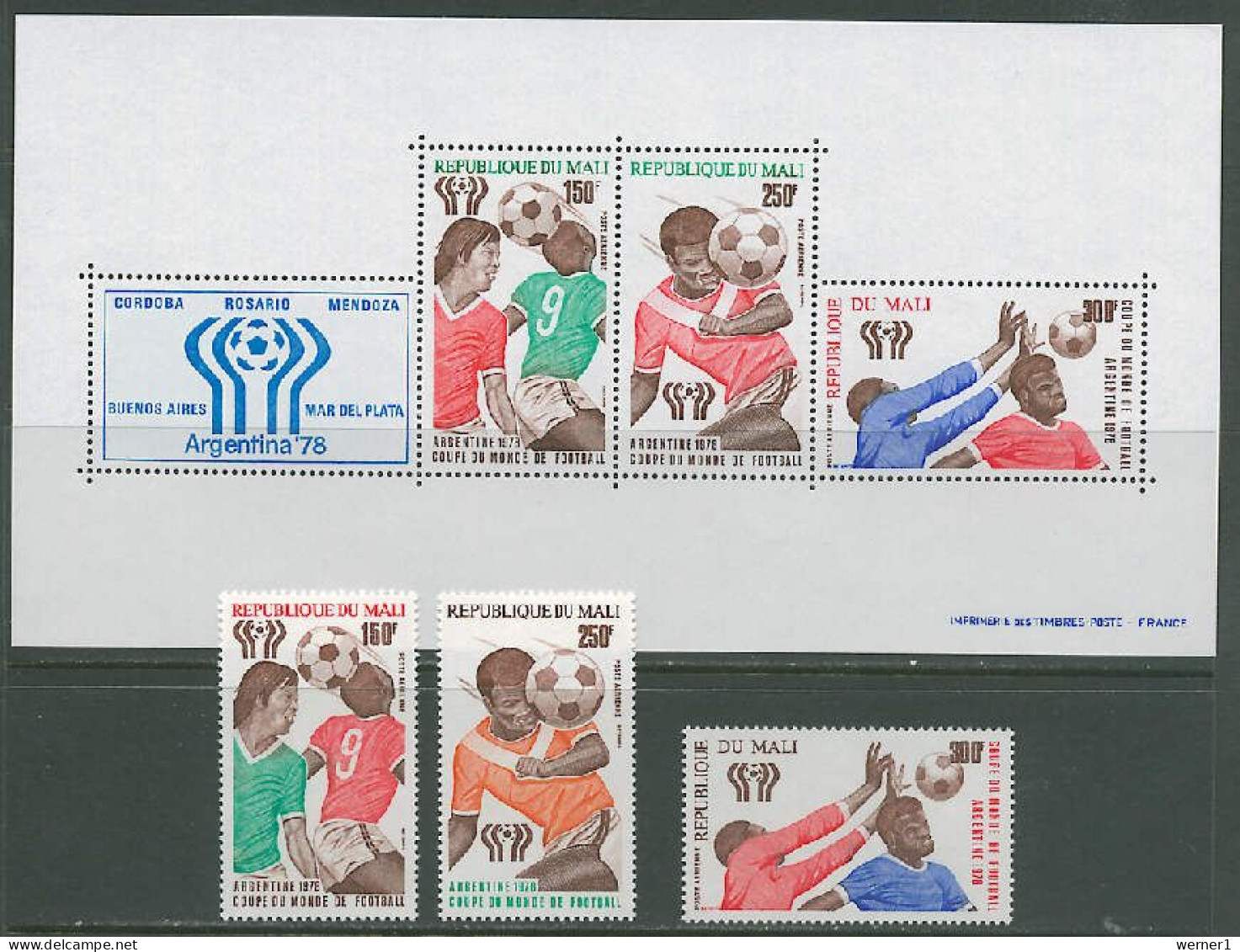 Mali 1978 Football Soccer World Cup Set Of 3 + S/s MNH - 1978 – Argentina