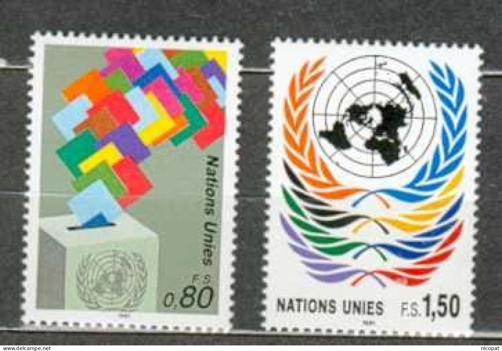 ONU GENEVE MNH ** 208-209 Emblème ONU Palme - Ungebraucht
