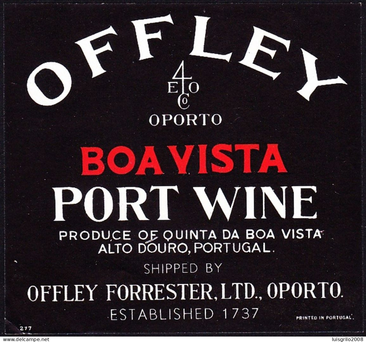 Port Wine Label, Portugal - OFFLEY BOAVISTA Port Wine -|- Offley Forreter, Oporto - Andere & Zonder Classificatie