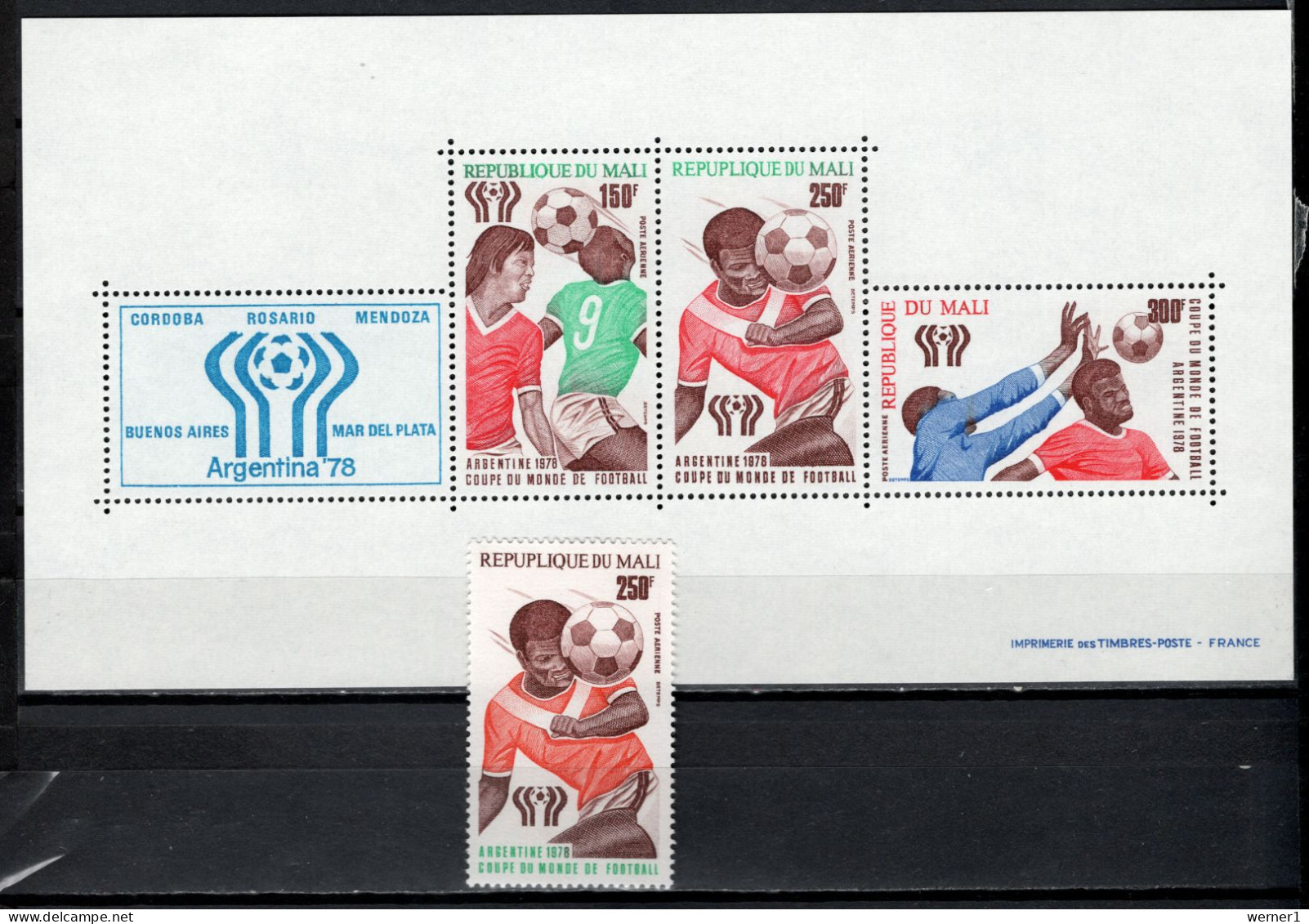 Mali 1978 Football Soccer World Cup Stamp + S/s 250F With Wrong Insc. "Repuplique" MNH - 1978 – Argentine