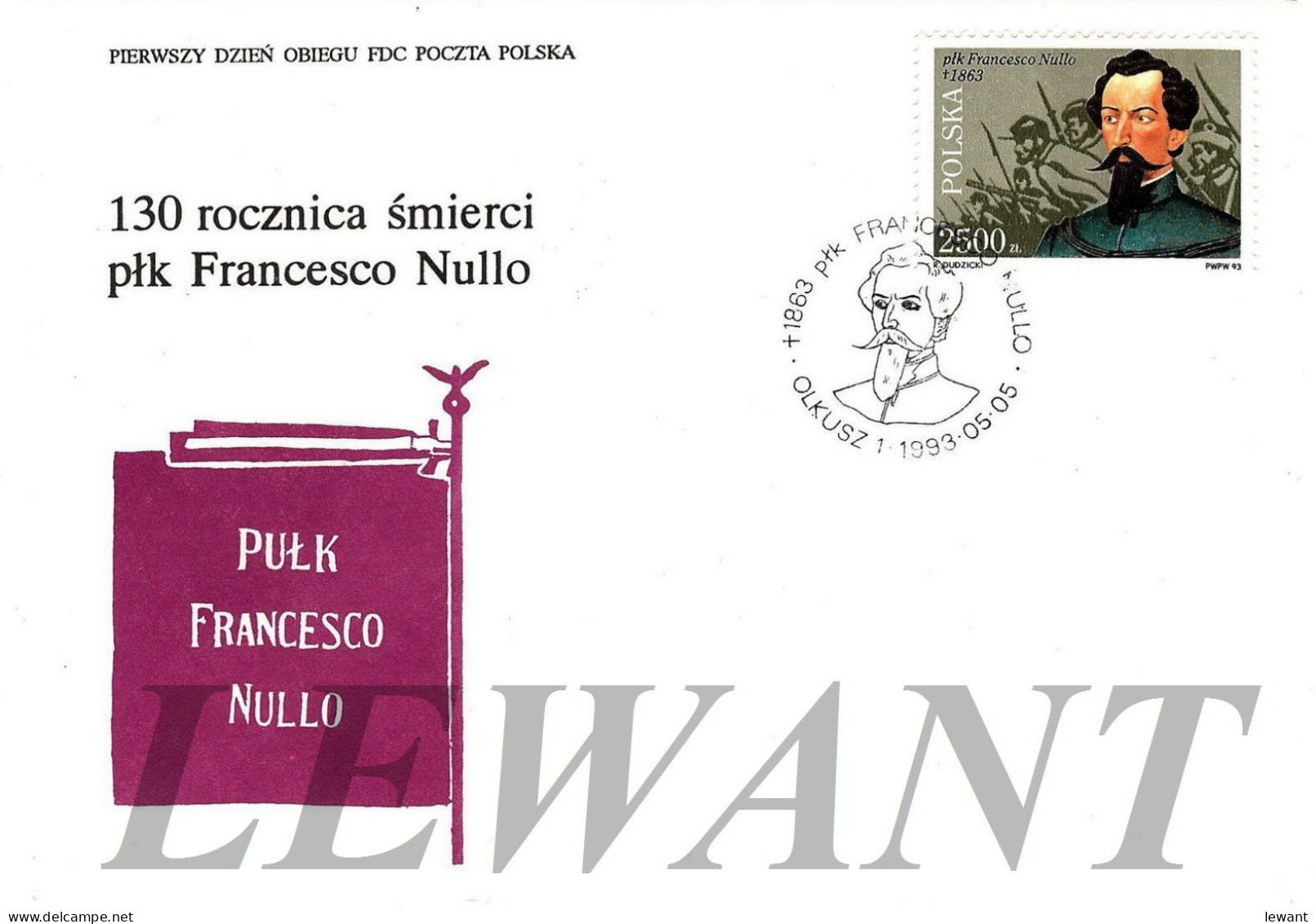 POLAND - 1993.05.05. 130th Anniversary Of The Death Of Francesco Nullo - FDC - Lettres & Documents