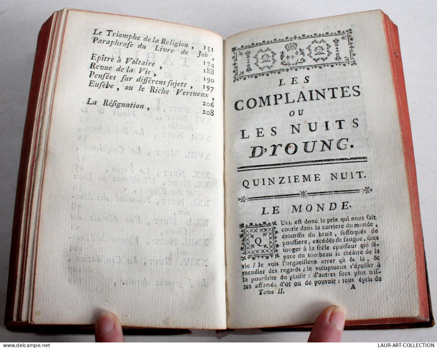 LES NUITS D'YOUNG TRADUIT DE LANGLOIS Par LE TOURNEUR 1770 COMPLET TOME 1+2 EN 1 / LIVRE ANCIEN XVIIIe SIECLE (2204.60) - 1701-1800