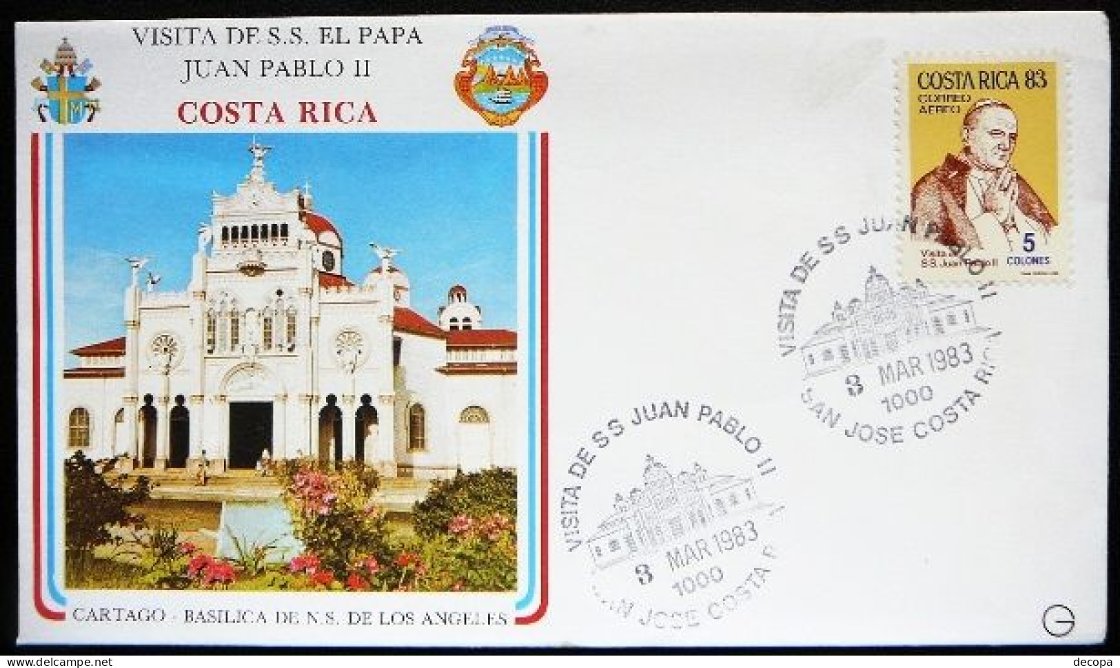 FDC Pausreizen - Voyages Du Pape - Visites Of The Pope    -   Costa Rica - Popes
