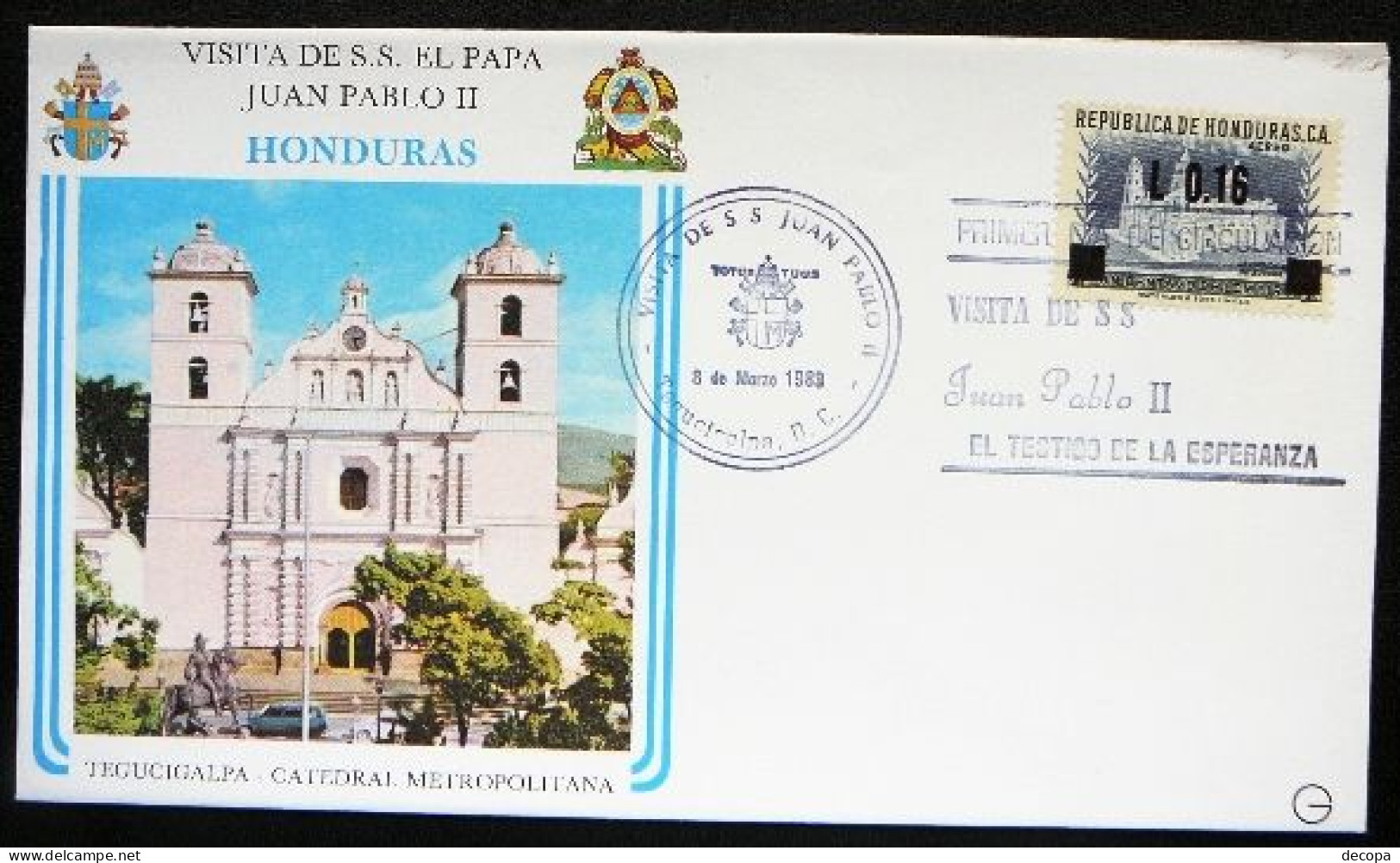 FDC Pausreizen - Voyages Du Pape - Visites Of The Pope    -   Honduras - Honduras