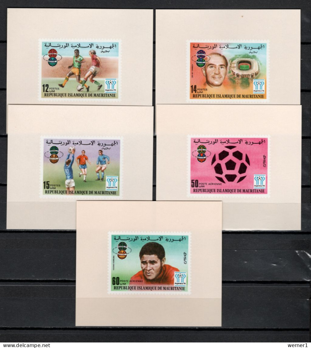 Mauritania 1977 Football Soccer World Cup Set Of 5 S/s Imperf. MNH -scarce- - 1978 – Argentine