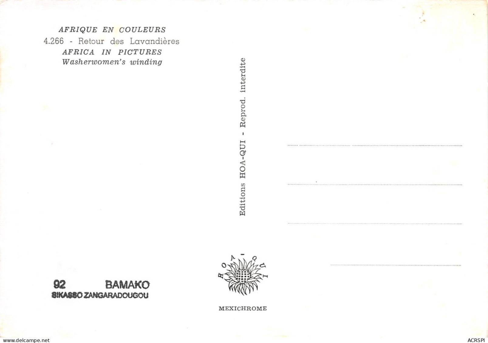 MALI Soudan Francais Bamako SIKASSO ZANGARADOUGOU Retour Des Lavandieres 2 (scan Recto Verso)NONO0021 - Mali