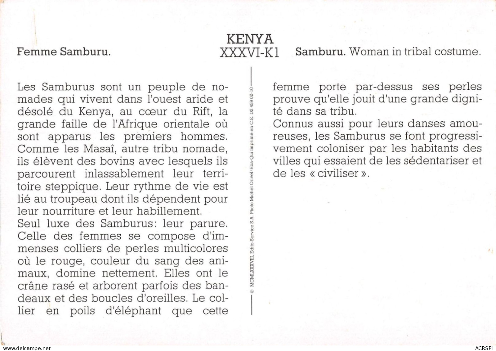 Kenya Femme Samburu (scan Recto Verso)NONO0004 - Kenya