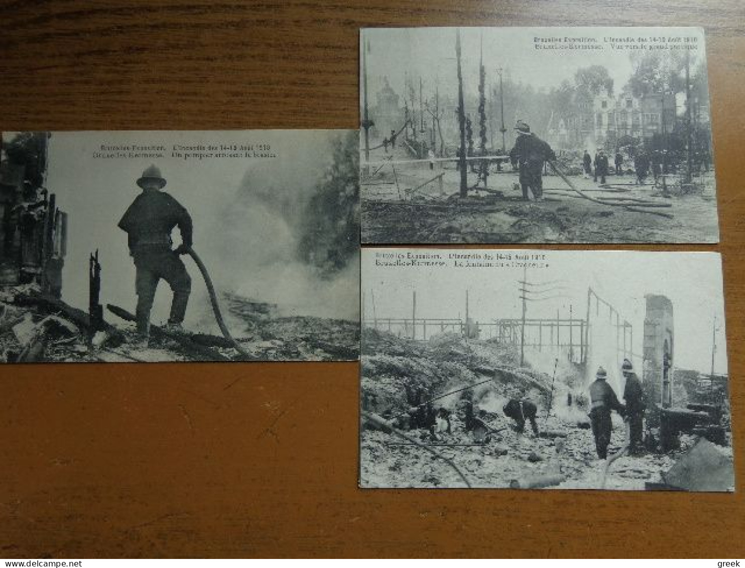 3 Cartes De Bruxelles Exposition - L'Incendie Des 14-15 Aout 1910 - Bruxelles Kermesse -> Onbeschreven En Beschreven - Exposiciones Universales