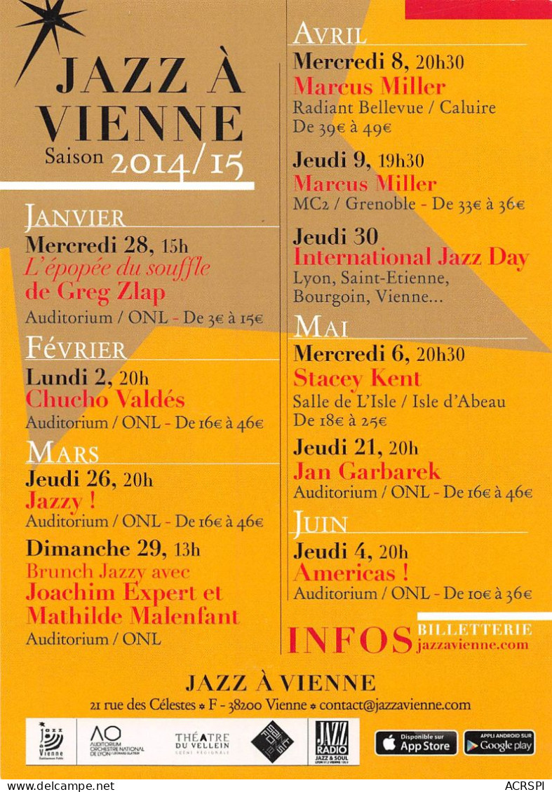 38 Vienne Jazz 2015 Jazzavienne 21 Rue Fes Celestes               (Scan R/V) N°   2   \NAD007 - Vienne