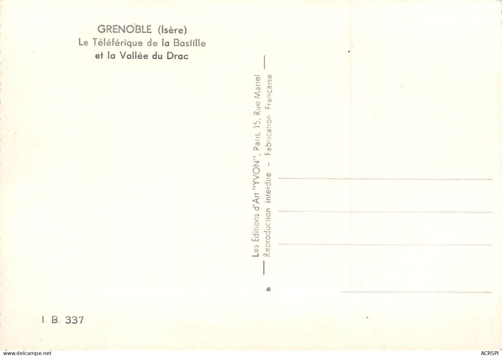 lot de 10 cartes de GRENOBLE téléphérique de la Bastille  téléférique (Scan R/V) N°   24   \NAD007