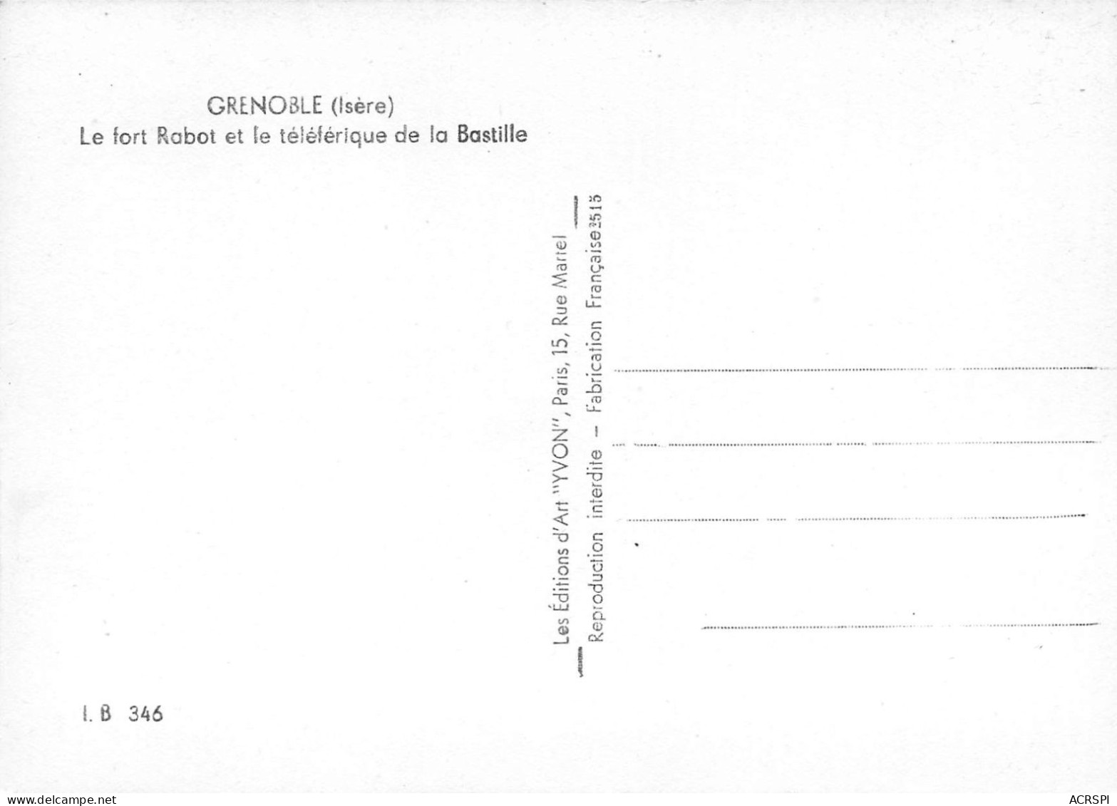 lot de 10 cartes de GRENOBLE téléphérique de la Bastille  téléférique (Scan R/V) N°   24   \NAD007