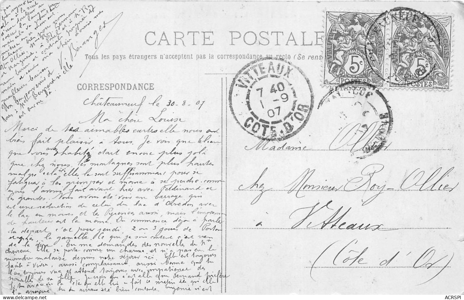 Auvergne Chateauneuf Les Bains Vue Generale De La Chaux(scan Recto Verso ) Nono0043 - Auvergne
